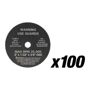 3" Cut-Off Wheels, 3" x 1/32" x 3/8", 100 per Box
