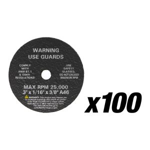 3" Cut-Off Wheels, 3" x 1/16" x 3/8", 100 per Box