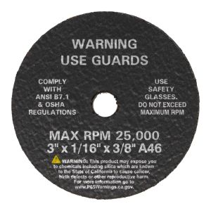 3" Cut-Off Wheels, 3" x 1/16" x 3/8", 5 per Card